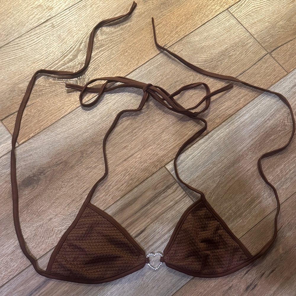 Brown Triangle Bikini Top